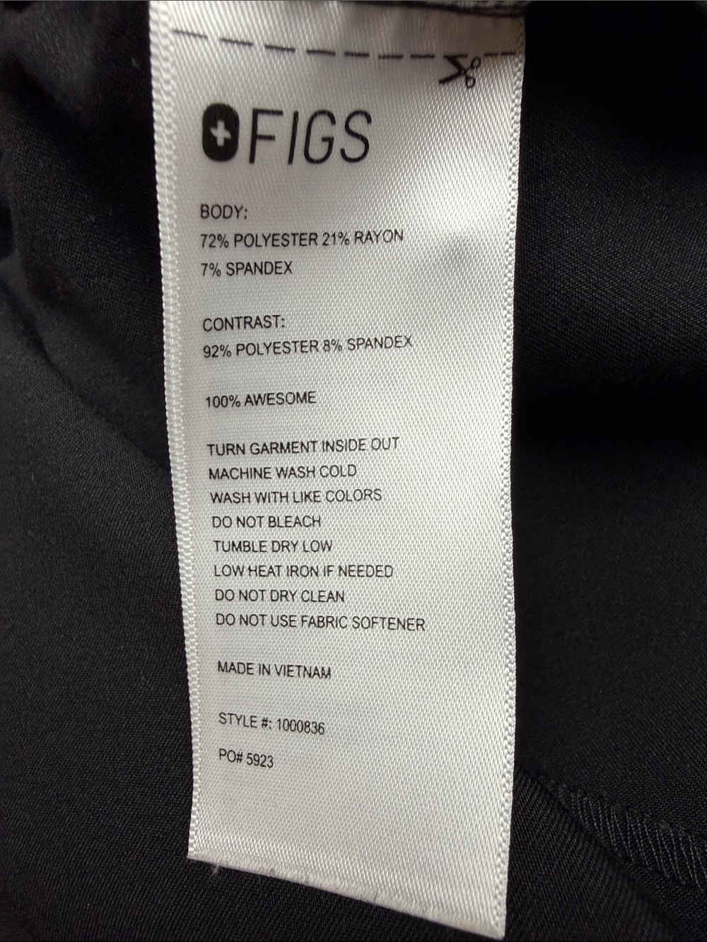 FIGS Montex Black Scrub Top (Mock Neck / Classic or Relaxed Fit with 3 pockets) - Picture 7 of 10